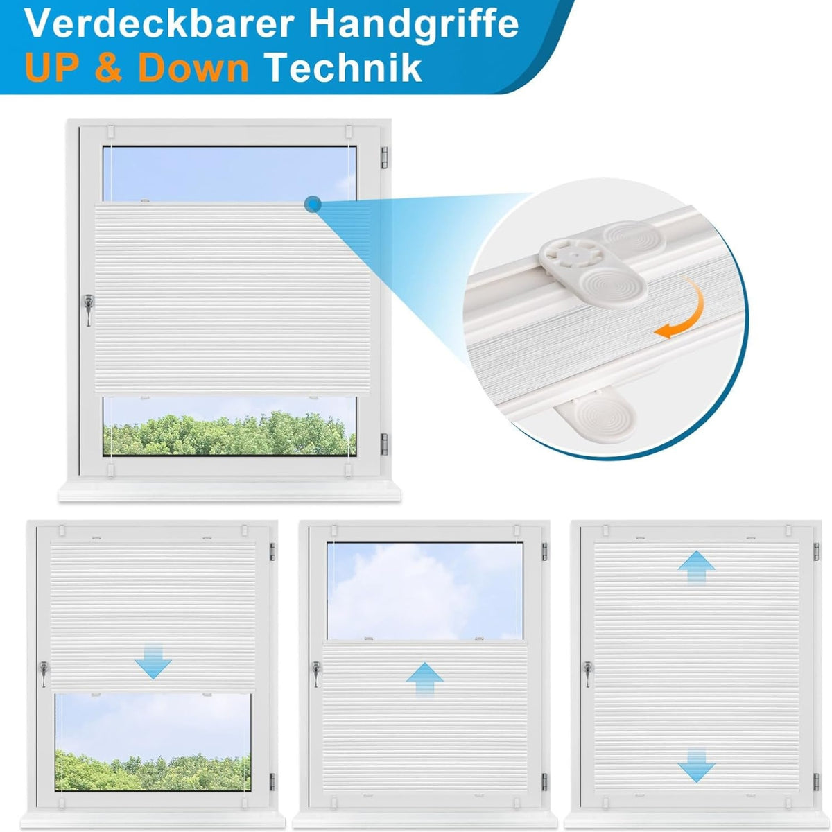 plissee ohne bohren Verdunkelung Thermo Doppelplissee Sonnenschutz 90x120cm Klemmfix Verdunklungsplissee Blickdicht Schallschutz für Fenster Tür