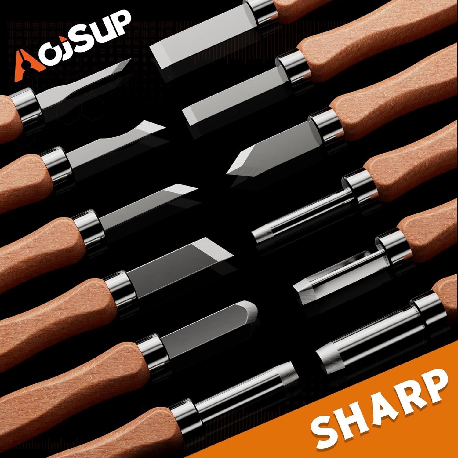 14 tlg Holz-Schnitzwerkzeug Set Schnitzwerkzeug Schnitzset mit 12 Schnitzmesser Schleifsteine Holzmodell Ideales Set für Anfänger