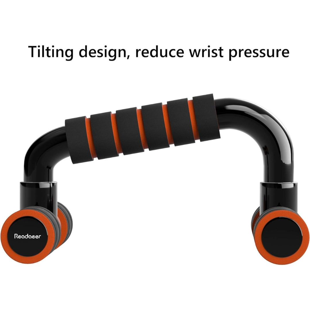 Push Up Bars Liegestützgriffe Schwarz Orange Trizeps Oberarme 100kg Rutschfest
