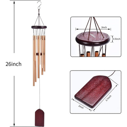 Windspiele für Draußen 8 Rohre Aluminium Garten Balkon Metall Rosegold Klang