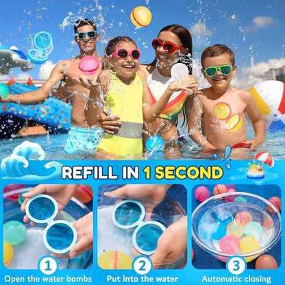 Wasserbomben Wiederverwendbar Outdoor Spielzeug Selbstschließend Silikon Magnet Wasserbomben für Kinder Erwachsene Nachhaltig Wasserspielzeug 6 Stück