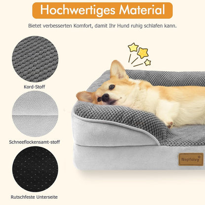 Orthopädisches Hundebett Mittelgroße Hunde Hundekorb Hundesofa Waschbar mit Eiförmigem Kistenschaum Hundecouch mit Hohem Rand 91x68cm