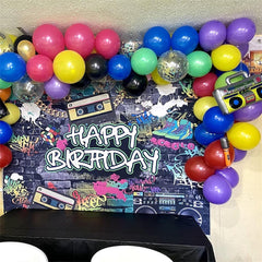 80er 90er Jahre Party Deko Retro Disco Mottoparty Ballon Girlande Set mit Bunt Luftballons Disco Kugel Folienballons Hip Hop Geburtstag Dekoration