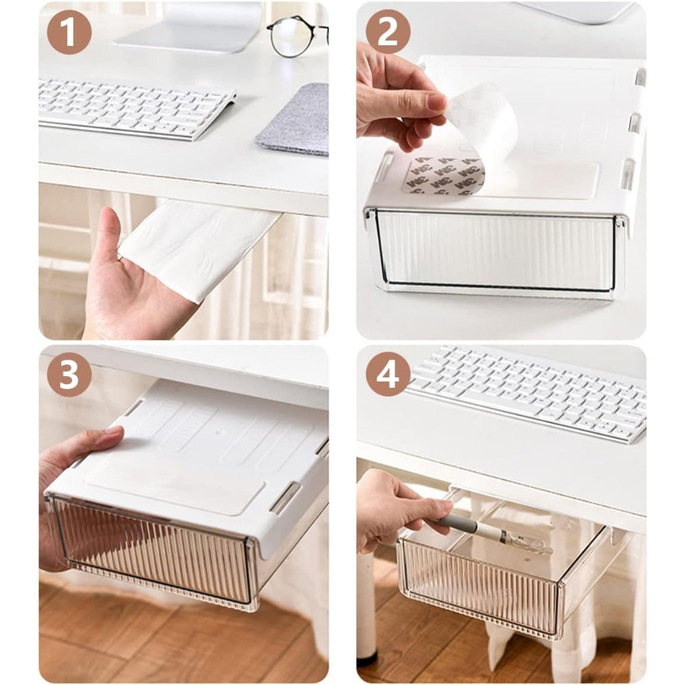 Unterbau Schublade Selbstklebend 24x21x6CM Transparent Weiß