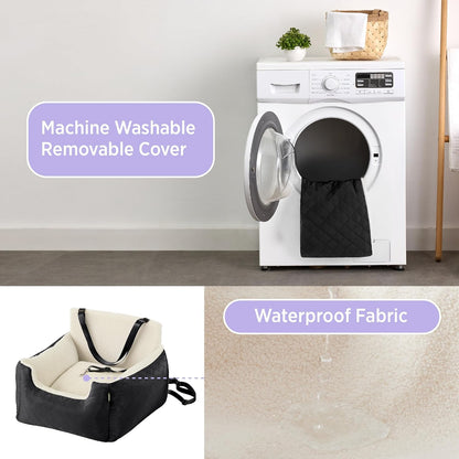 Hundesitz Auto Kleine Hunde Wasserdichter Hundesitz Auto Rückbank Hunde Autositz für Kleine Hunde mit Aufbewahrungstaschen für Autositz Hund schwarz