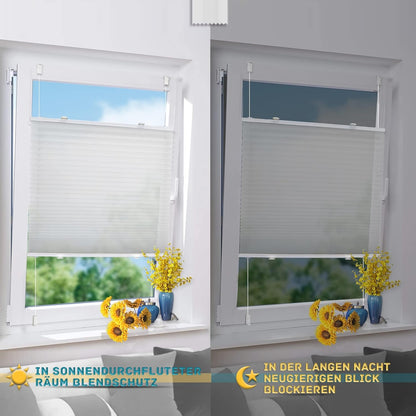 Rollos ohne Bohren Klemmrollos für Fenster ohne Bohren Plissee 80x120 cm Easyfix plisseerollo Jalousie Faltrollo Blickdicht Sichtschutz Sonnenschutz