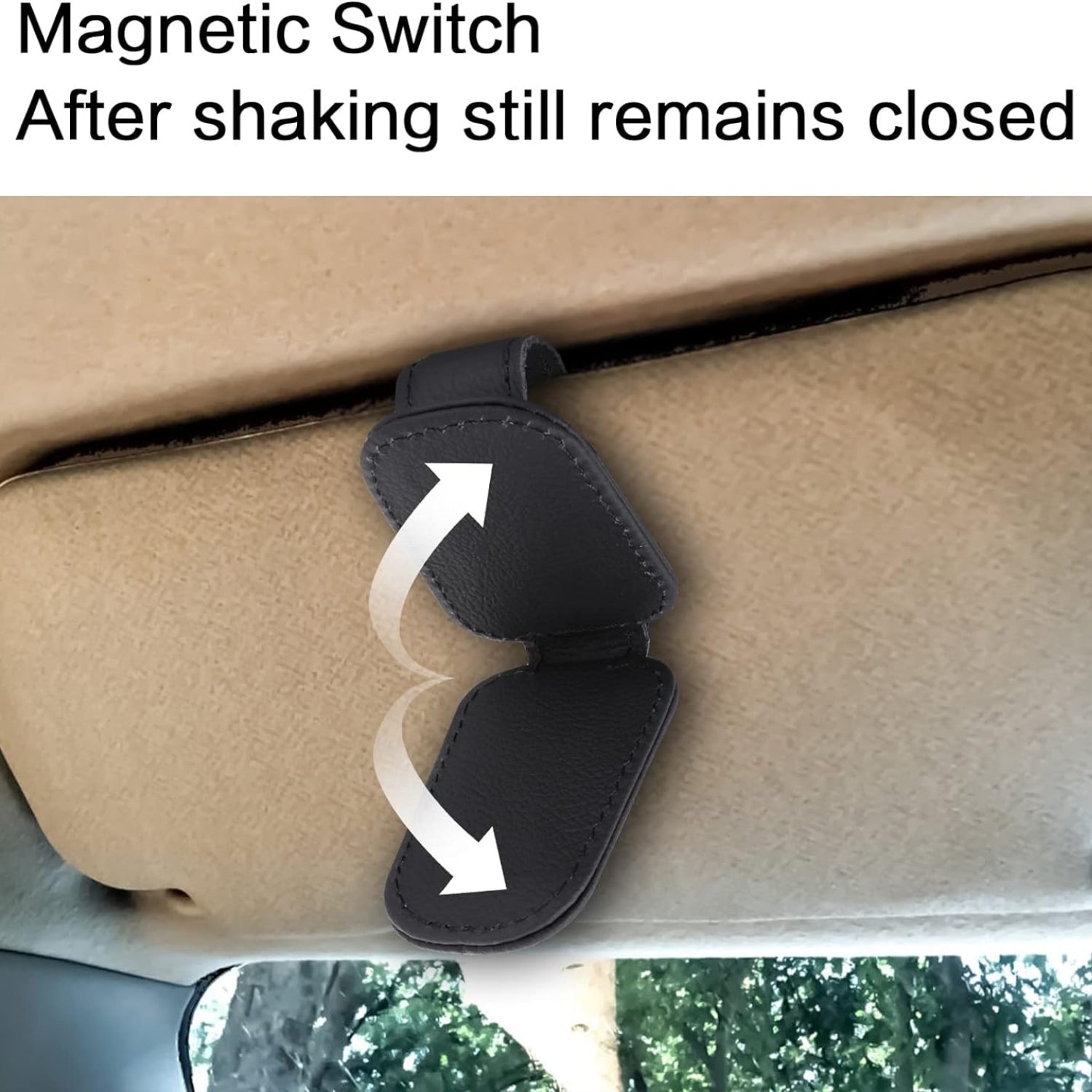 Magnetischer Leder Sonnenbrillenhalter Clip für Auto für Sonnenblende Schwarz