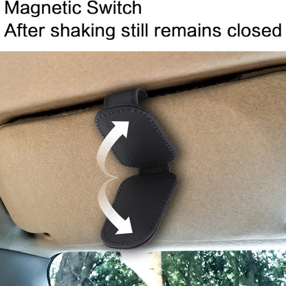 Magnetischer Leder Sonnenbrillenhalter Clip für Auto für Sonnenblende Schwarz