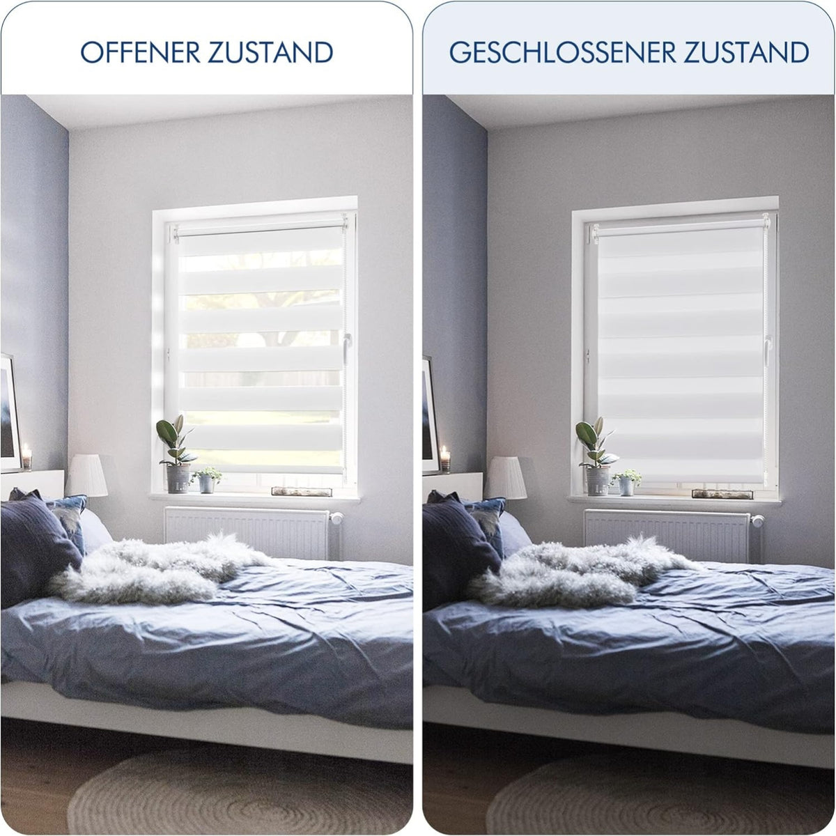 Jalousien Fenster ohne Bohren Klemmrollos Doppelrollo Klemmfix Rollos für Fenster ohne Bohren Weiß 80x130cm Duo Rollo Lichtdurchlässig Blickdicht