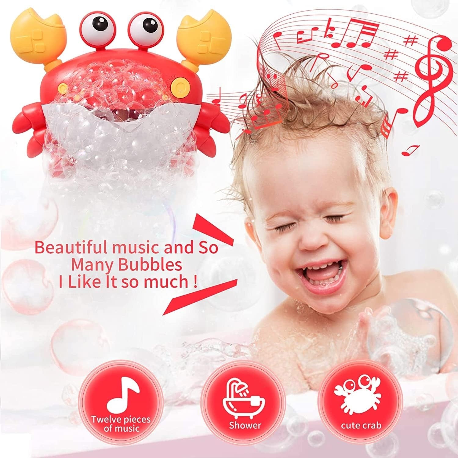 Baby Badewannenspielzeug Krabbe Badespielzeug Bubble Mit Musik ab 1 2 3 4 Jahr Wasserspielzeug Kinder Geschenke für Jungen und Mädchen