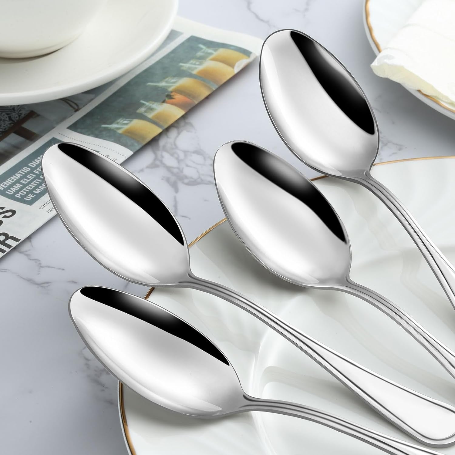 Teelöffel Set 24 Stück Edelstahl Kaffeelöffel 13,7cm Dessertlöffel Spiegelpoliert Spülmaschinenfest für Haushalte Restaurants Kantinen