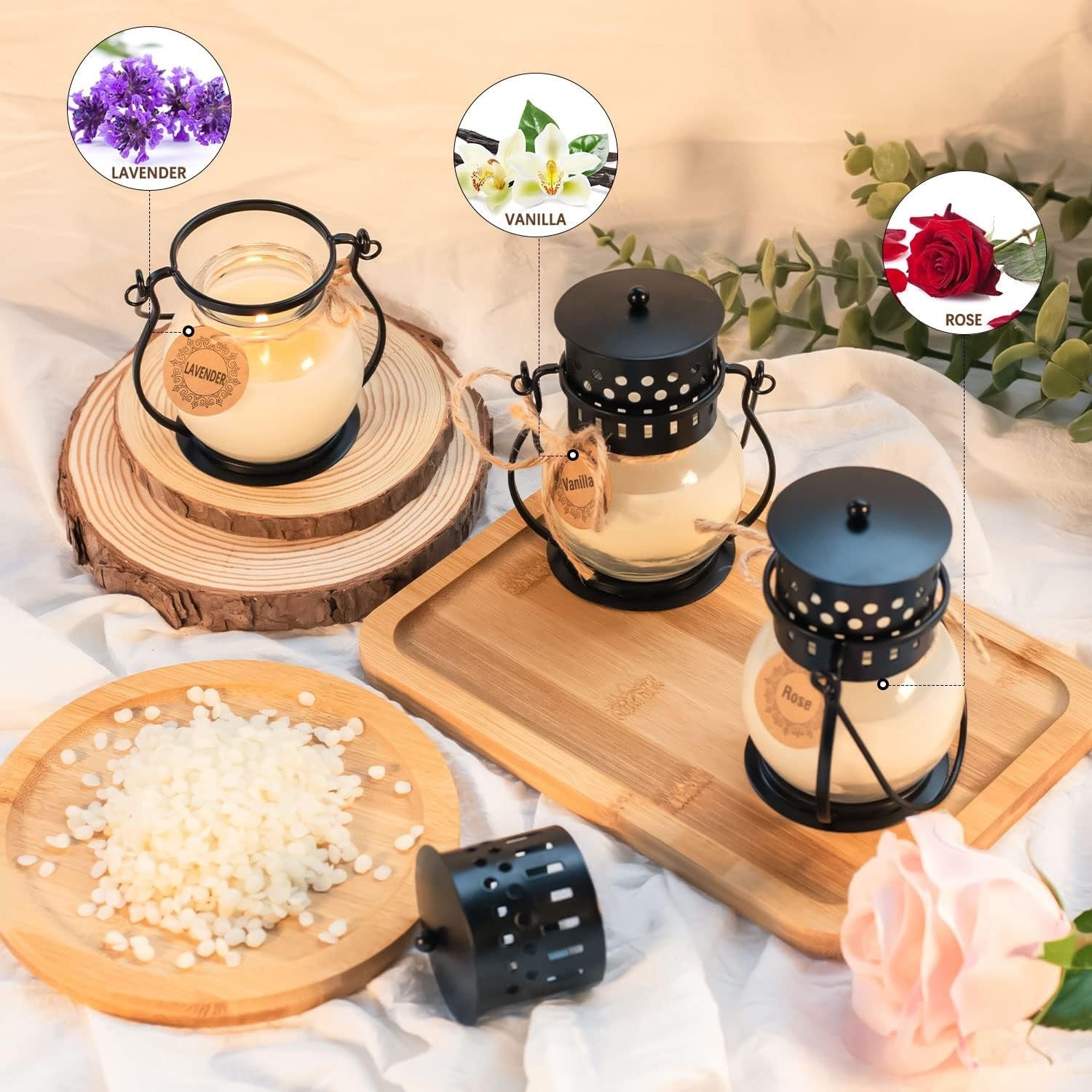 Duftkerzen geschenkset in mini Laternen 3 Stück kerzen Geschenkset für Frauen 100% Sojawachs Aromatherapie Kerzen in Mini-Laterne für Muttertag