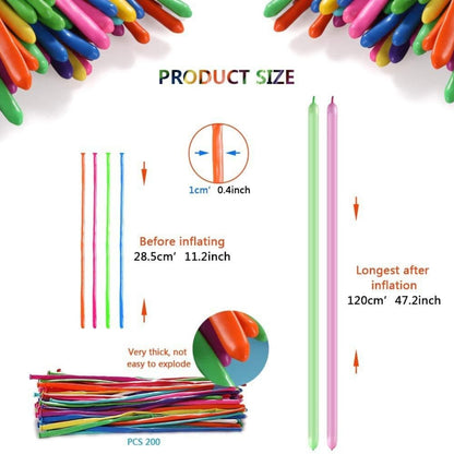 100 Stück Modellierballons Ballon Tiere Kit Luftballons Drehen mit Ballonpumpe 260Q Latex Lange Luftballons zum Party Geburtstags Dekoration