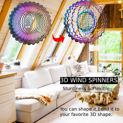 Edelstahl Windspiel 3D Hängende Wind Spinner 25cm Leicht Drehendes Kinetic Windmobile Fenster- und Garten-Dekoration Wetterbeständig Rostbeständig
