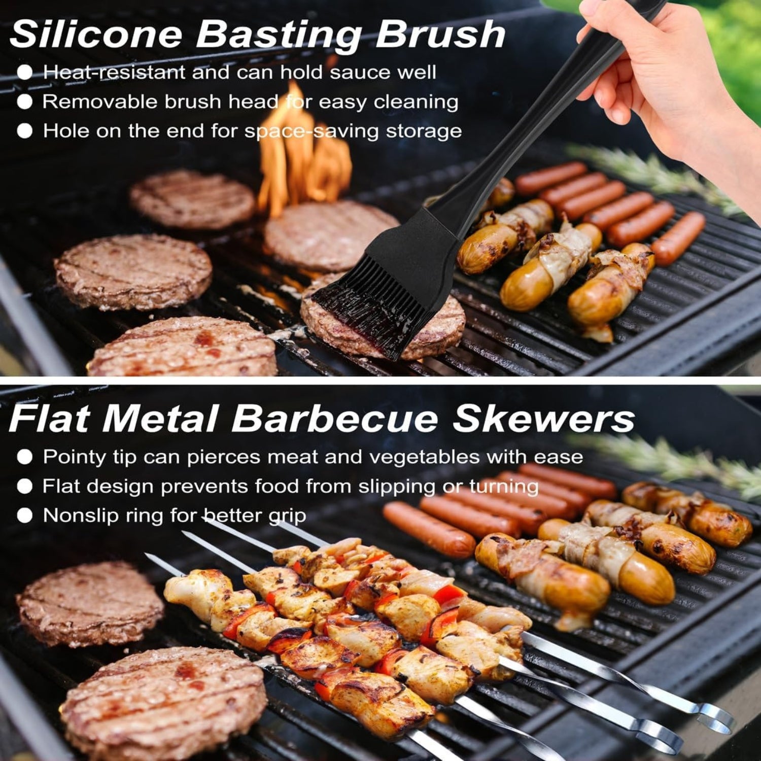21 Teilig Grillbesteck Edelstahl im Koffer Grillzubehör Kit mit Grillmatte Ideal Geschenk für Männer und Frauen