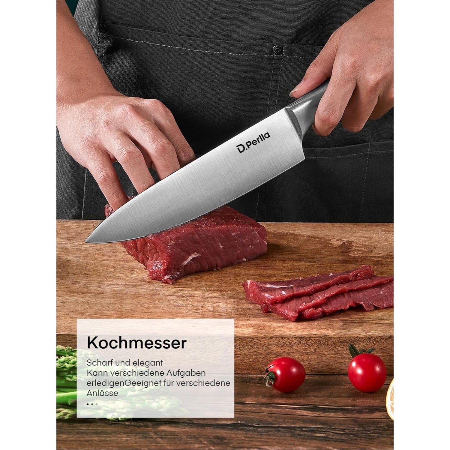 Premium Messerblock mit Messer Holzgriff Profi Messer Set 16-TLG Extra Scharf Ergonomischen Messer Set Edelstahl Kochmesser Set mit Holzblock Schwarz
