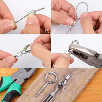 37 Stück Drahtseil 2mm Edelstahl Kabelschloss 30M Ummantelt mit ösen für String Light Suspension Wäscheleine Gardinenseil Kletterpflanzen