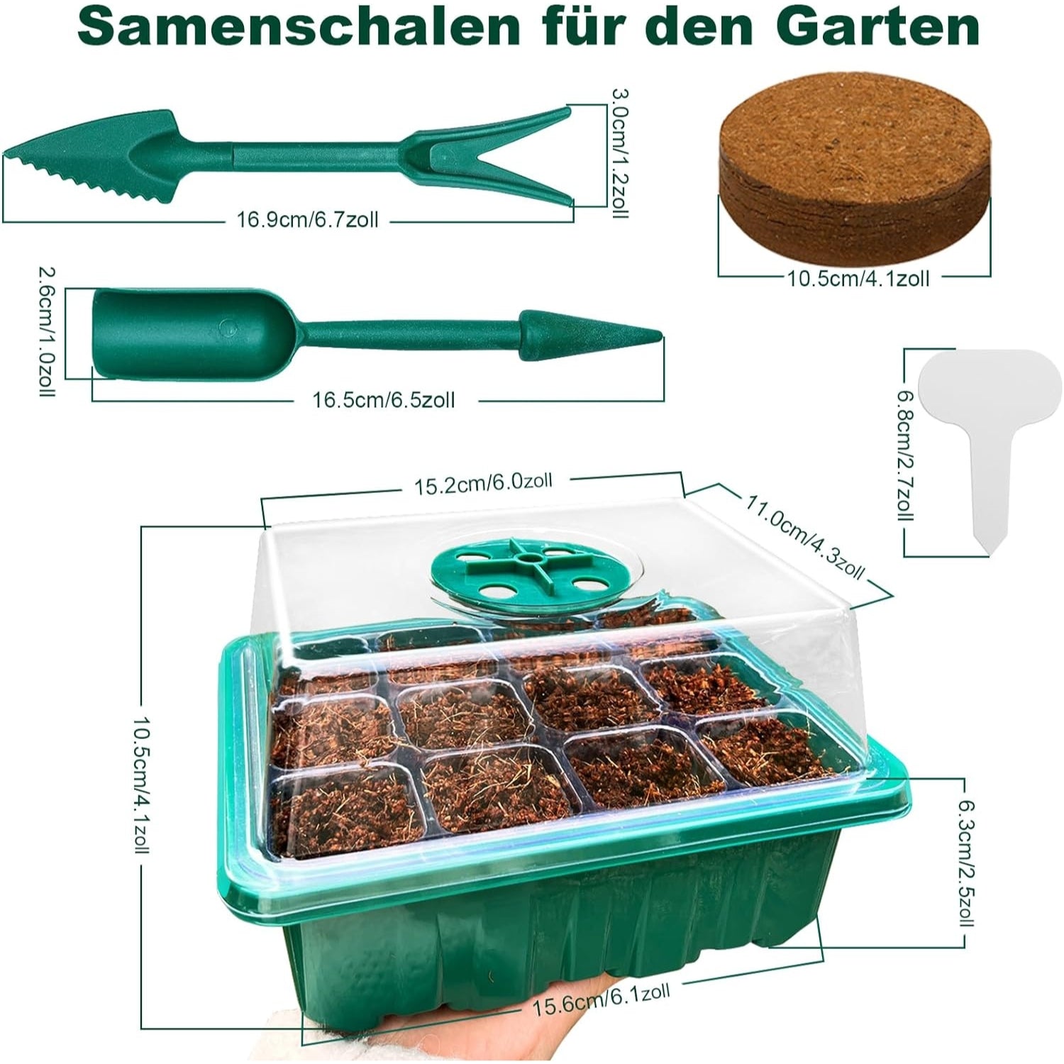 Gewächshaus Klein Indoor Gewächshaus Mini Gewächshaus Anzucht 6 Stück Zimmergewächshaus Anzuchtkasten Setzling Starter Treibhaus Anzuchtschalen