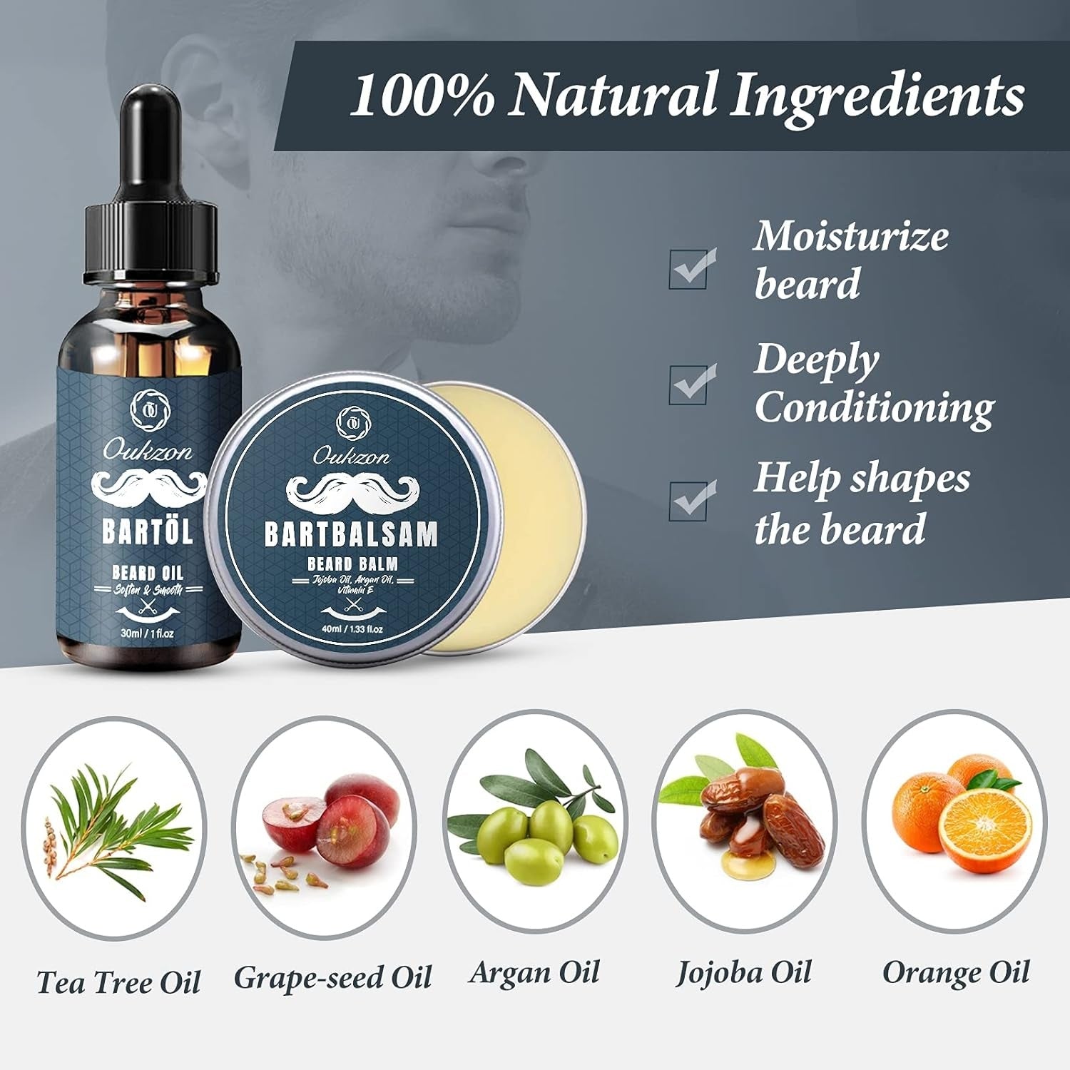 Bartpflege Set für Männer Geburtstagsgeschenk 10 in 1 Kit mit Shampoo Öl Balsam