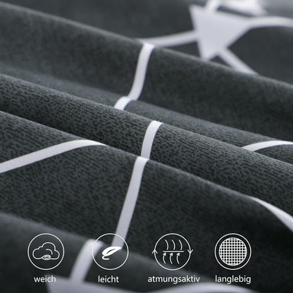 Bettdecke Flauschige Decke Bettwäsche 135x200 4teilig Mikrofaser Geometrie Muster Hautfreundlich Ganzjährig Nutztbar Maschinenwaschbar