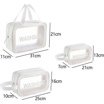 Kosmetiktasche Transparent 3Stk Wasserdicht Kulturbeutel Reise Set Weiß