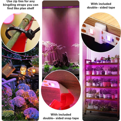 Pflanzenlampe LED Vollspektrum Grow Lampe Wasserdicht USB 3/9/12 Auto Timer Rosa Blau 120 LEDs Pflanzenlicht für Zimmerpflanzen Gemüse Gartenarbeit