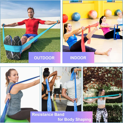 Widerstandsbänder 4er Set 2m Fitnessbänder mit 4 Widerstandsstufen für Yoga Pilates Crossfit Muskelaufbau Physiotherapie mit Tragetasche
