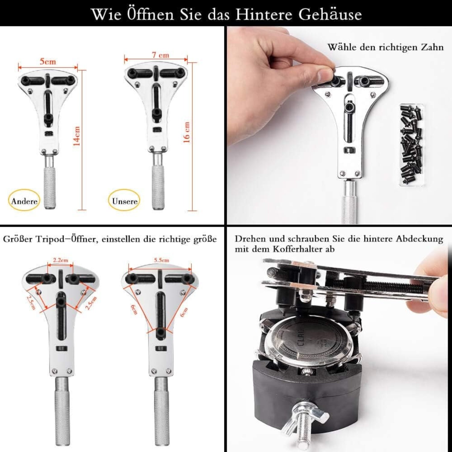 Uhrmacherwerkzeug Set 153 tlg Uhrenwerkzeug Profi Größer Einstellbar Gehäuseöffner Stiftausdrücker Schraubendreher Armband Batteriewechsel Uhr Set