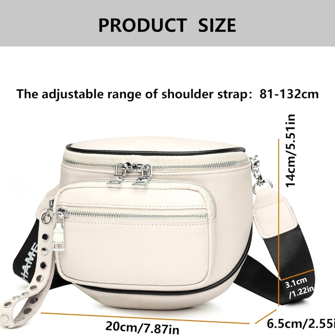 Damen Umhängetasche Echtes Leder Weiß Crossbody Satteltasche Modisch