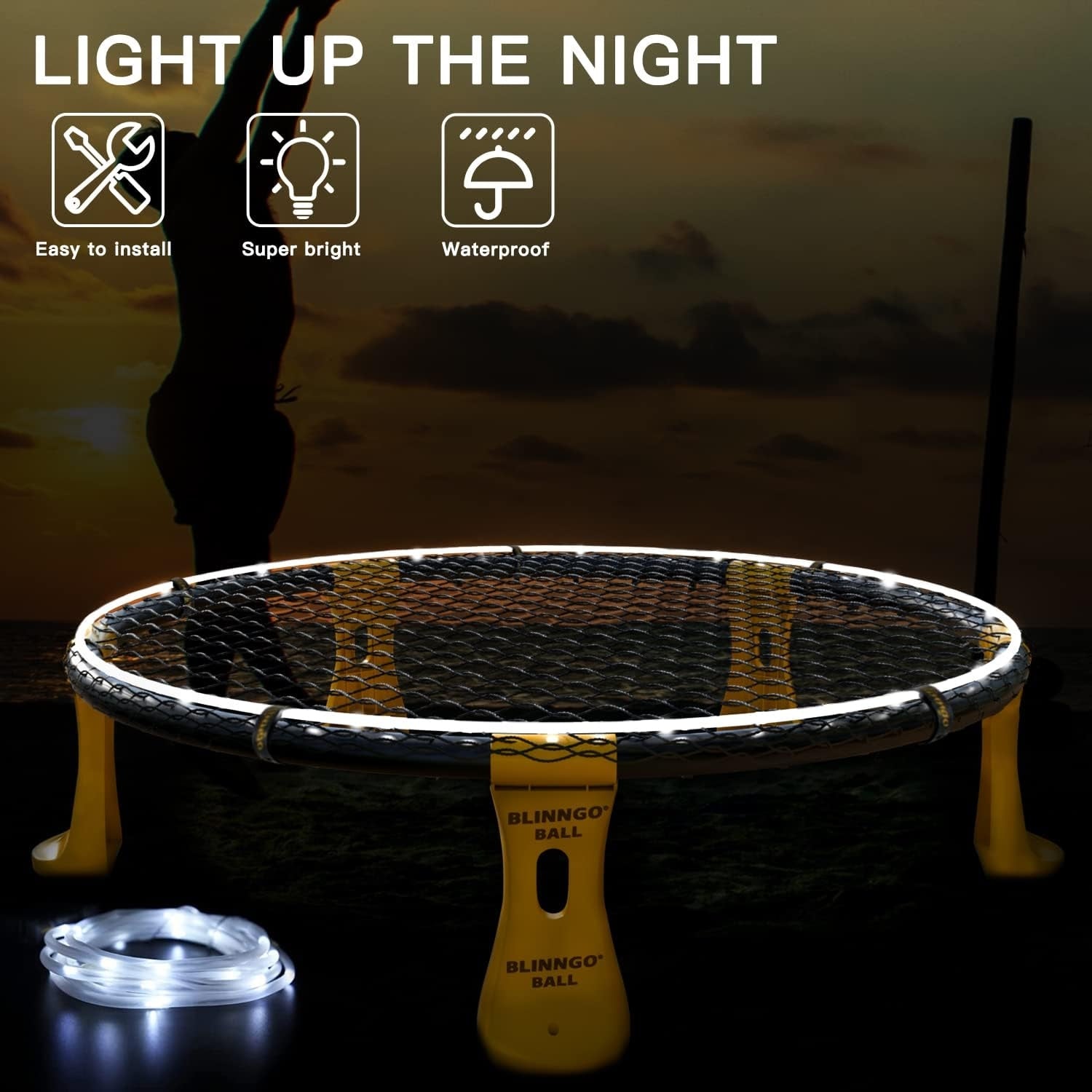 Ballspiele für Draußen Outdoor Spielzeug Blinngoball Roundnet Spieleset bestehend aus Spielnetz 3 Bällen Kordelzug Ballpumpe mit Nadel und Handbuch