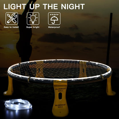 Ballspiele für Draußen Outdoor Spielzeug Blinngoball Roundnet Spieleset bestehend aus Spielnetz 3 Bällen Kordelzug Ballpumpe mit Nadel und Handbuch