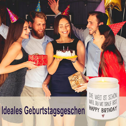 Duftkerze Geburtstagsgeschenk für Freundin mit Spruch aus 100% Sojawachs 198g, Lange Brenndauer Geschenke für Frauen Kerzen Geschenke für Freundin