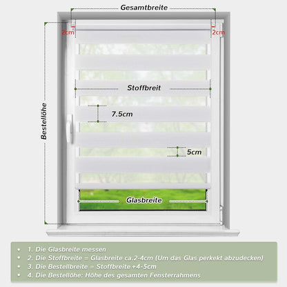 Doppelrollo Klemmfix ohne Bohren 95x120 cm Weiß Deswell Rollo für Fenster Rollo Klemmrollo Lichtdurchlässig und Verdunkelnd Höhe Stufenlos