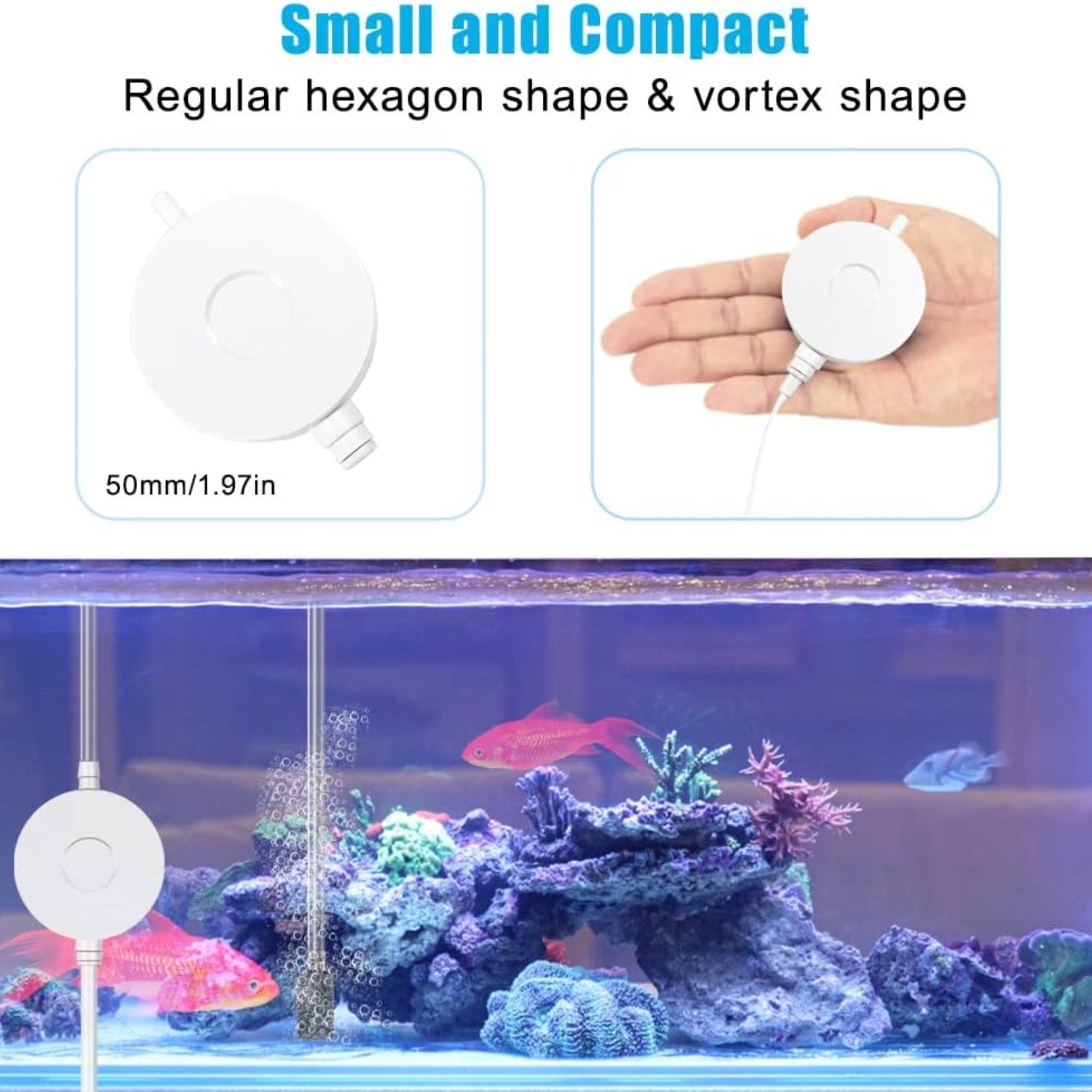 Leise Aquarium Luftpumpe 1W <35dB Sauerstoffpumpe mit Rückschlagventil Zubehör