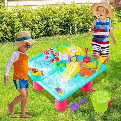 Sand Wasserspieltisch Geschenke für Kinder 4 IN 1 Wassertisch Strandtisch für Kleinkinder 3-5 25pcs Outdoor-Aktivitäten Sensorischer Spieltisch