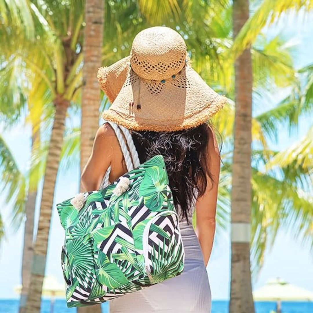 Strandtasche XXL 30L mit Reißverschluss Schuhfach Wasserdicht Beach Bag