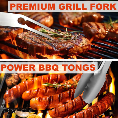 30 Teiliges Hochwertiges Edelstahl Grill Zubehör Set Professionelle Langlebige Grillset im Koffer Silber Grill Sets Grillzubehör Geschenke für Männer