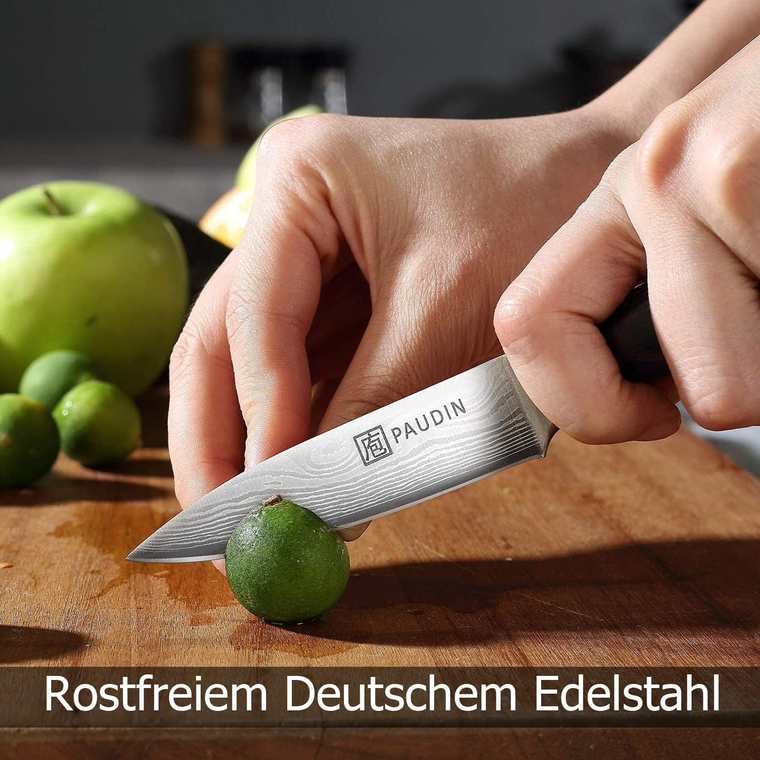 9 cm Gemüsemesser Scharf Obstmesser Schälmesser Küchen Messer Ergonomischer Griff Deutscher Edelstahl mit scharfer Klinge