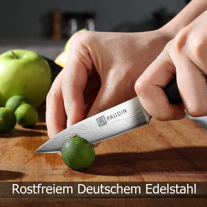 9 cm Gemüsemesser Scharf Obstmesser Schälmesser Küchen Messer Ergonomischer Griff Deutscher Edelstahl mit scharfer Klinge