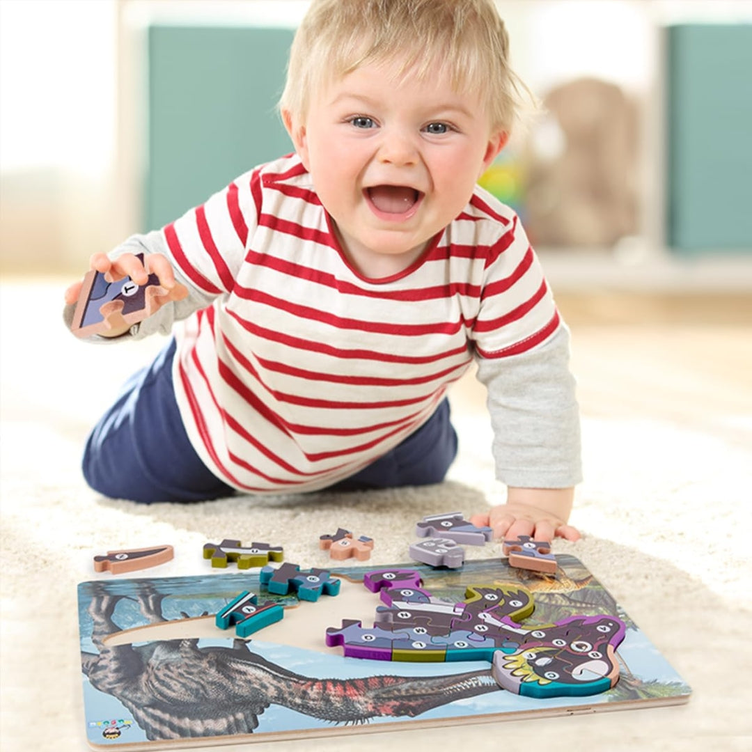Dino Puzzle aus Holz Montessori Spielzeug für Kinder 2-4 Jahre fördert kognitive Entwicklung und Farbwahrnehmung