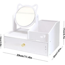 Schminktisch Organizer mit Rundem Spiegel Weiß Kosmetik Organizer PVC