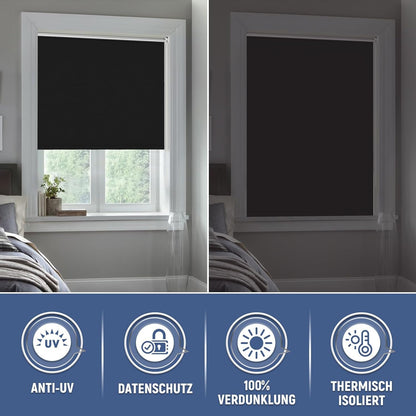 Verdunklungsrollo ohne Bohren Klemmfix reflektierende Thermofunktion Klemmrollos Fenster Sichtschutz Fensterrollos Verstellbare Klemmträger 45x170cm