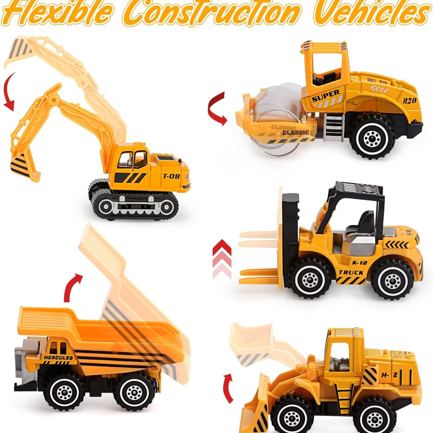Baustellenfahrzeuge Spielzeugautos Set Metall Bagger Bulldozer Geschenke Kinder