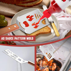 8 in 1 Grillspachtel Multifunktionales Grillbesteck 40.5cm Holzgriff Perfekte Grill Geschenke für Männer inkl Messer Gabel Säge Flaschenöffner