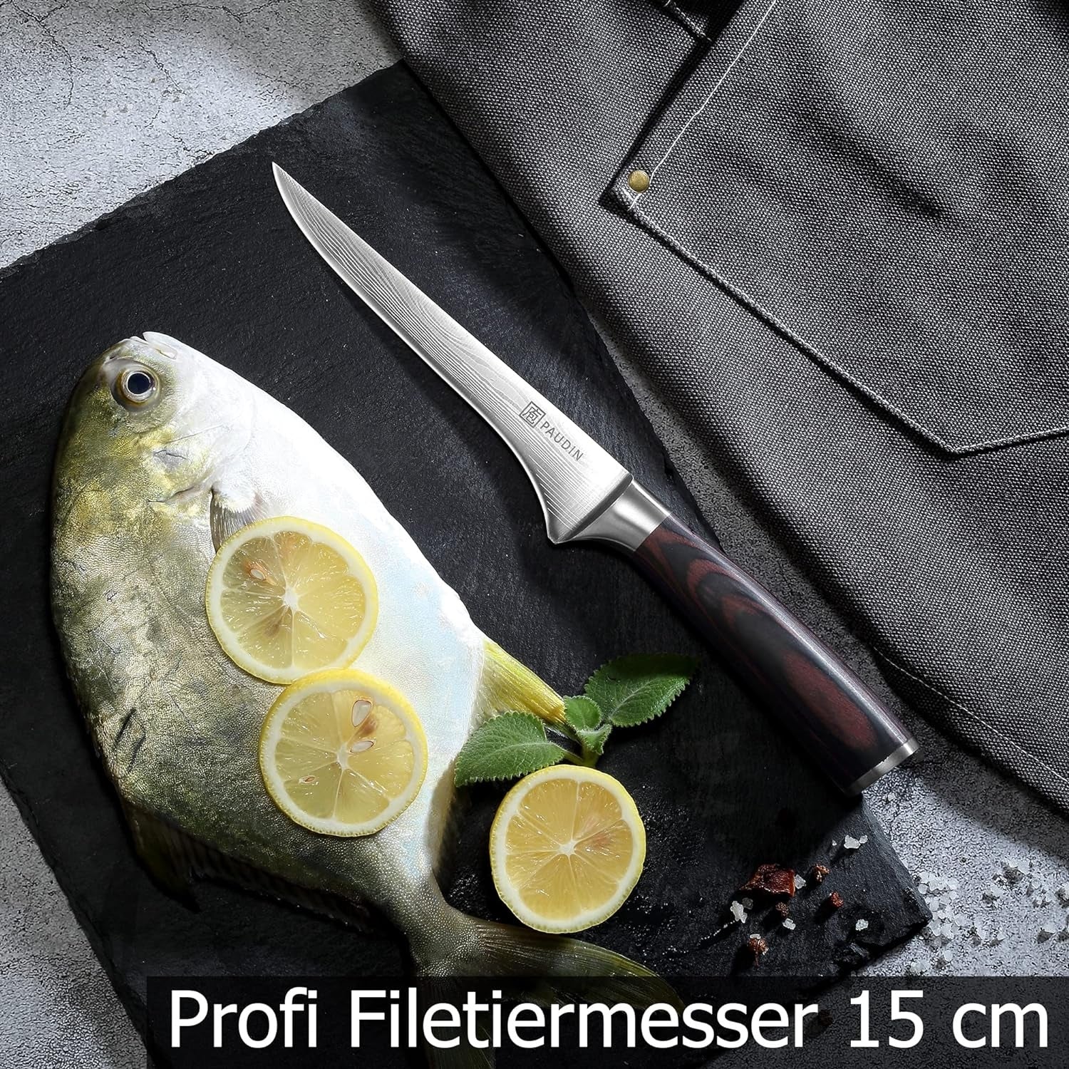 15 cm Filetiermesser Küchenmesser aus hochwertigem Edelstahl Professional Kochmesser mit scharfer Klinge flexibler Klinge für Profis und Hobbyköche