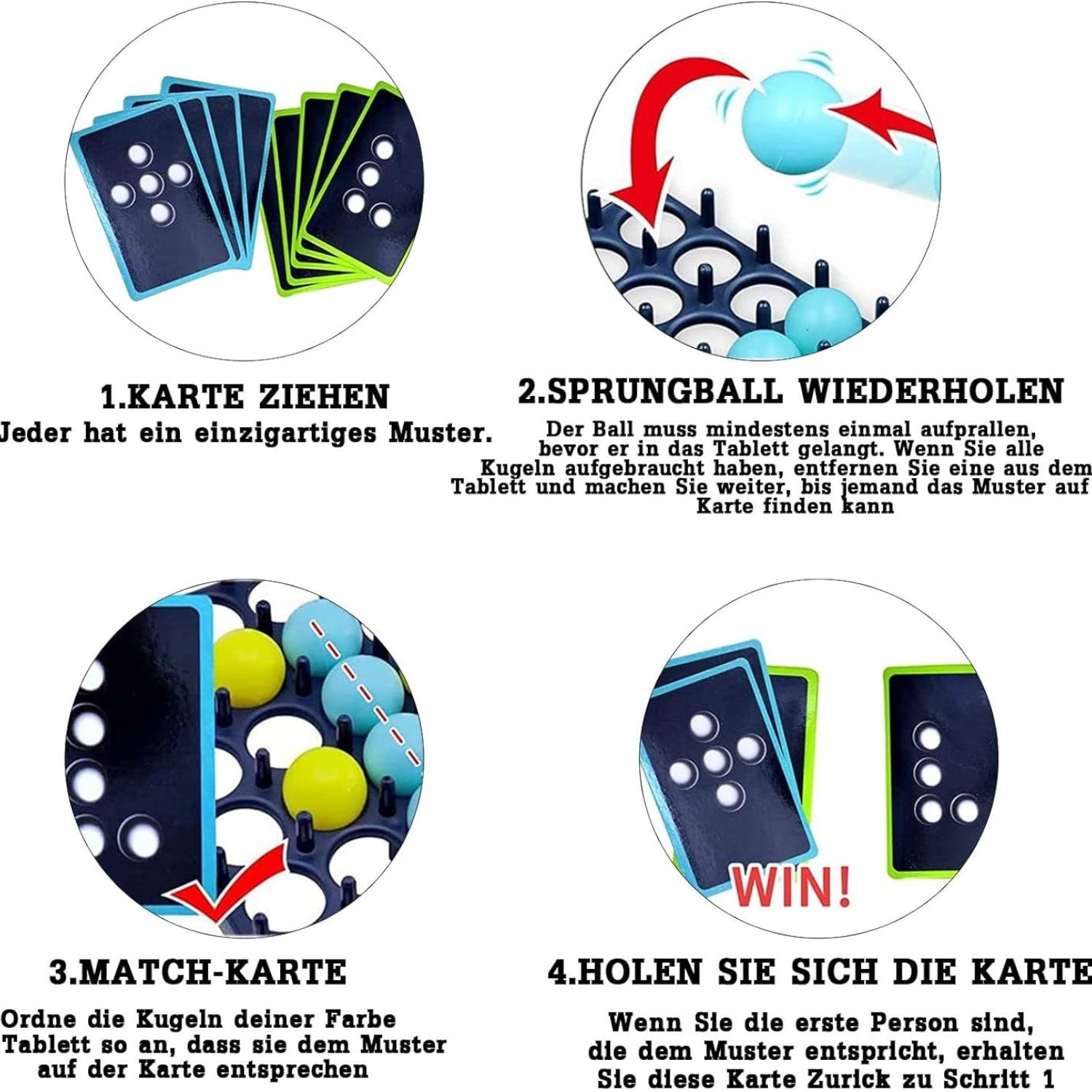 Gesellschaftsspiele für 2-4 Spieler Outdoor Spielzeug Bounce Off Party Game Jumping Ball Abprallen 4 Gewinnt Bouncing Ball Spiel Desktop Bouncing