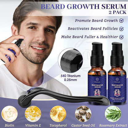 Bartpflege Set Männer Geschenk Bartwachstum Bartöl Balsam Roller Serum Bürste