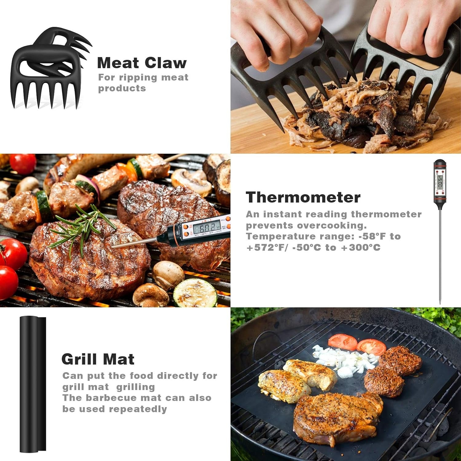 Hochwertiges 25 Teiliges Grillzubehör Set aus Edelstahl Geschenke für Männer mit Grillkoffer Grillmatte Fleischthermometer grill geschenke