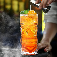 Transparente Tiki-Gläser 6er Set 400ml moderne Longdrinkgläser für exotische Cocktails hawaiianische Themenpartys Tiki Bar Trinksware