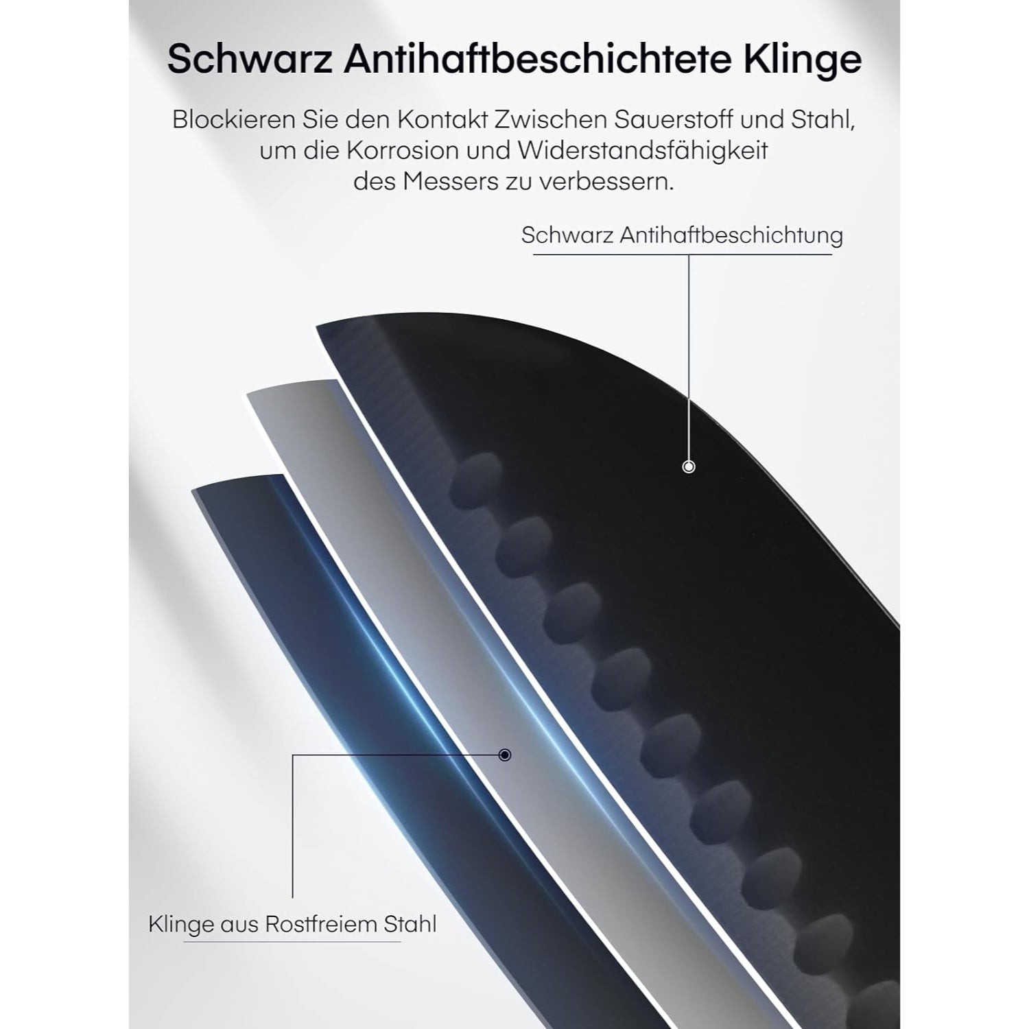 Messerblock mit Messer Schwarz 16 TLG Messer Set Schwarz Antihaft Beschichtung mit Acryl Messerhalter Edelstahl kein Rost super scharf Kochmesser Set